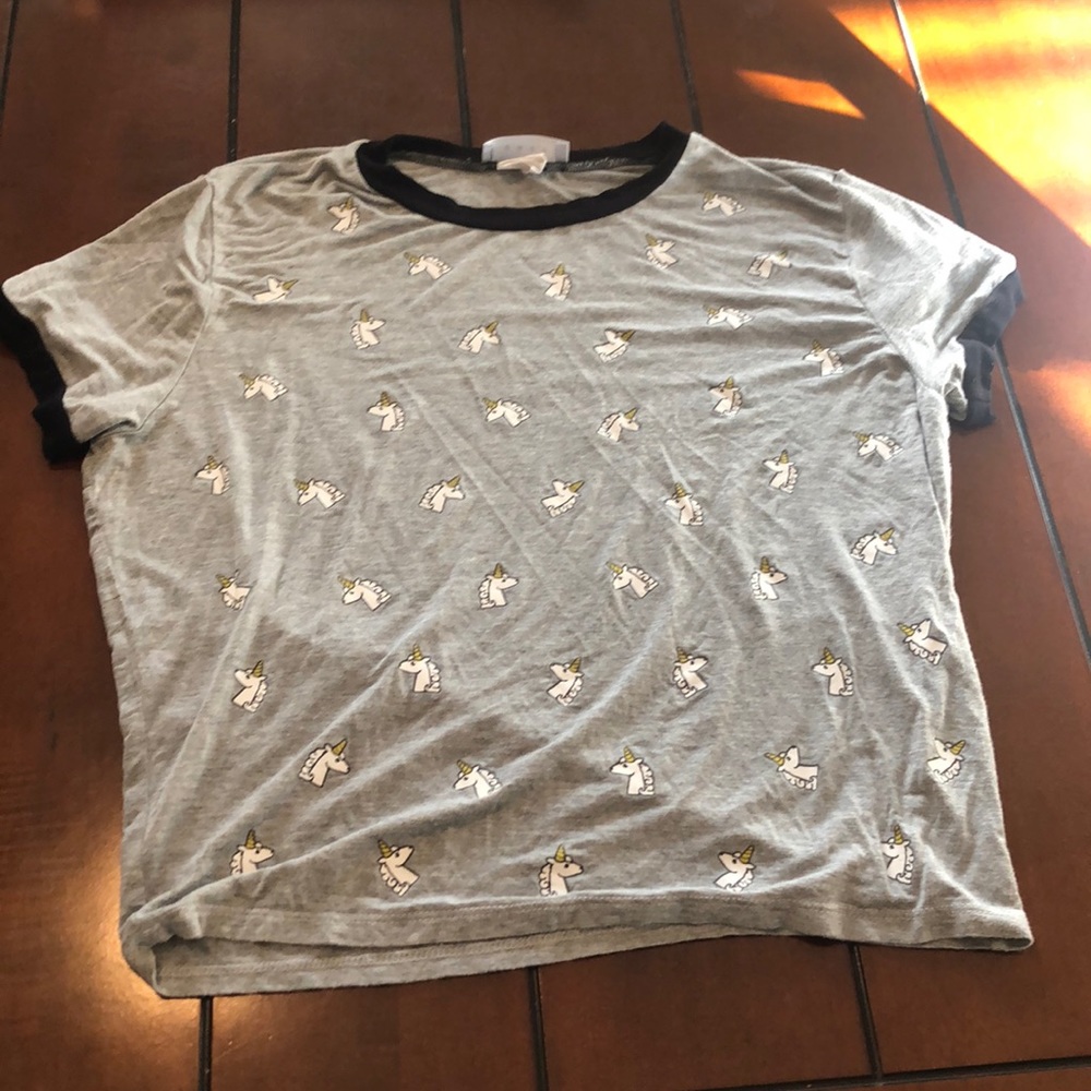 Unicorn gray crop top